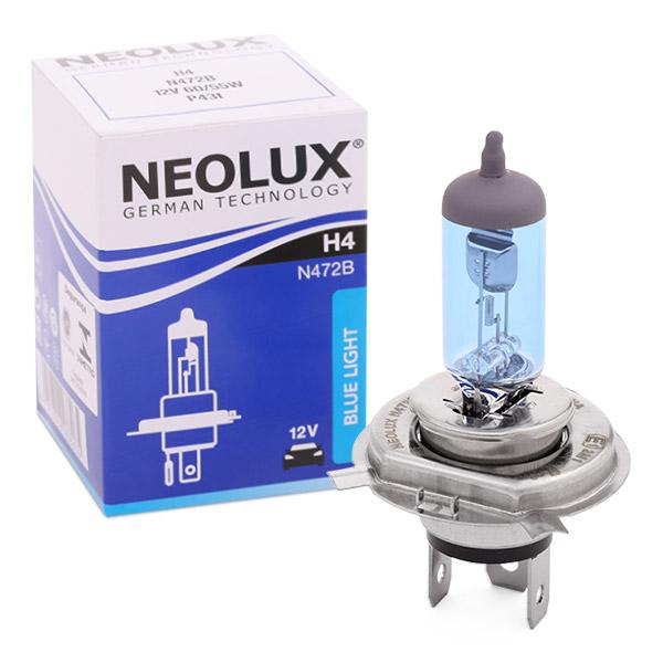 Bec auto pentru far faza lunga NEOLUX BlueLight N472B, tip H4, tensiune 12V, putere 60 / 55W, conector P43t, 5000K, halogen Bec auto pentru far faza lunga NEOLUX BlueLight N472B, tip H4, tensiune 12V, putere 60 / 55W, conector P43t, 5000K, halogen – imagine produs