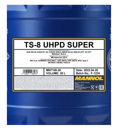 Ulei motor MANNOL TS-8 SUPER UHPD 5W30 MN7108-20, volum 20 litri, sintetic Ulei motor MANNOL TS-8 SUPER UHPD 5W30 MN7108-20, volum 20 litri, sintetic – imagine produs