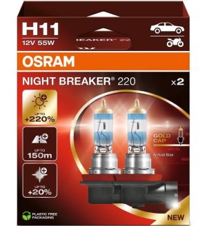 Set 2 becuri halogen auto OSRAM Night Breaker 220 64211NB220-2HB, H11, 12V, 62W, 1350 lumeni – imagine produs