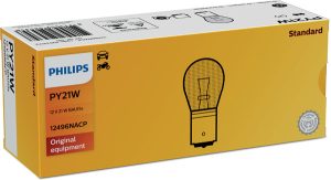 Bec semnalizare PY21W 12 V, BAU15s, incandescent galben, PHILIPS 12496NACP – imagine produs