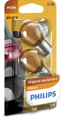 Set 2 becuri semnalizare PY21W 12 V, blister, PHILIPS 12496NAB2 – imagine produs