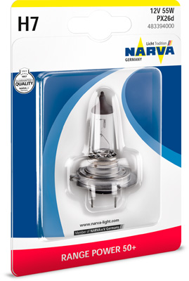 Bec halogen NARVA Range Power +50 48339, H7, tensiune 12V, putere 55W, conector PX26d – imagine produs