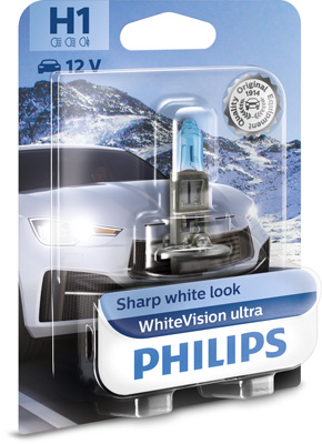 Bec far principal H1 55W 12 V, White Vision Ultra, blister, PHILIPS 12258WVUB1 – imagine produs