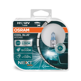 Set 2 becuri far faza lunga 12 V, H1 55 W Cool Blue Intense Nextgen OSRAM 64150CBN-HCB Set 2 becuri far faza lunga 12 V, H1 55 W Cool Blue Intense Nextgen OSRAM 64150CBN-HCB – imagine produs