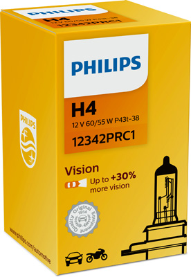 Bec far H4 P43T 60/55W 12 V, Vision, cutie, PHILIPS 12342PRC1 – imagine produs