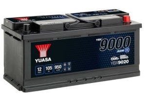 Baterie auto YUASA YBX 9000 AGM YBX9020, 12 V, 105 Ah, 950 A, 393x175x190 mm, borna dreapta plus – imagine produs