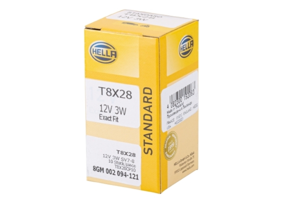 Bec incandescent auto HELLA 8GM 002 094-121, tensiune 12V, putere 3W, tip lampa M, conector SV7-8 Bec incandescent auto HELLA 8GM 002 094-121, tensiune 12V, putere 3W, tip lampa M, conector SV7-8 – imagine produs