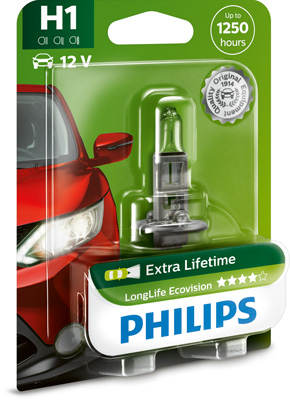 Bec far H1 55W 12 V, Longer Life Ecovision PHILIPS 12258LLECOB1 – imagine produs
