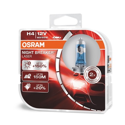 Set 2 becuri far faza lunga 12 V, H4 60/55 W Night Breaker Laser Nextgen +150, OSRAM 64193NL-HCB Set 2 becuri far faza lunga 12 V, H4 60/55 W Night Breaker Laser Nextgen +150, OSRAM 64193NL-HCB – imagine produs