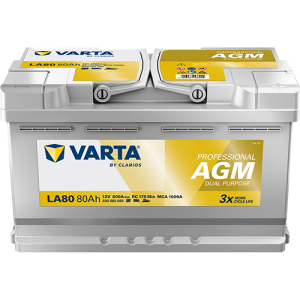 Baterie auto VARTA Professional Dual Purpose AGM LA80 840080080K312, tensiune 12 V, amperaj 80 Ah, curent pornire 800 A – AutoRival | AutoRival