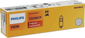 Bec semnalizator PHILIPS Vision 12036CP, 12 V, H6W, BAX9S, se vinde la set de 10 bucati/pret pe bucata – imagine produs