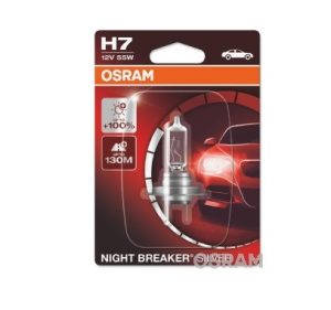 Bec far faza lunga 12 V, H7 55 W Night Breaker Silver +100, blister, 1 bucata, OSRAM 64210NBS-1BL – imagine produs