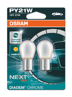 Set 2 becuri semnalizare OSRAM DIADEM Chrome 7507DC-02B, PY21W, halogen, culoare cromat, soclu BAU15s, putere 21W, tensiune 12V Set 2 becuri semnalizare OSRAM DIADEM Chrome 7507DC-02B, PY21W, halogen, culoare cromat, soclu BAU15s, putere 21W, tensiune 12V – imagine produs
