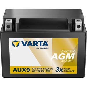 Baterie auto VARTA AGM Dymamic Auxiliary 509106013K262, tensiune 12 V, amperaj 9 Ah, curent pornire 130A, borna Inversa stanga + – AutoRival | AutoRival