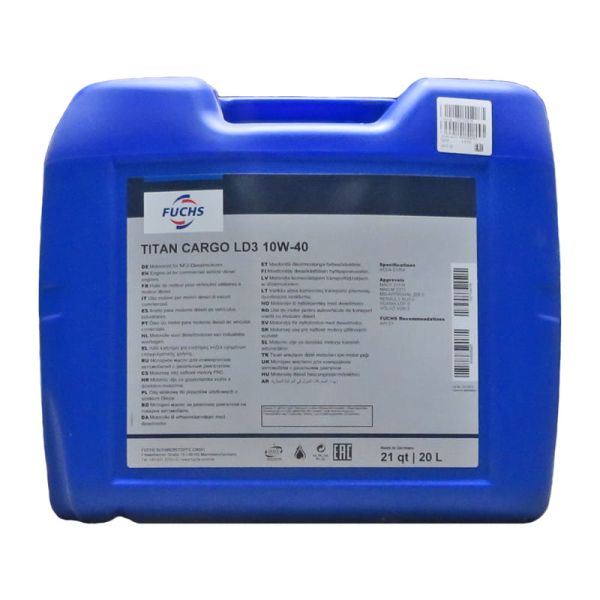 Ulei motor FUCHS TITAN CARGO LD3 10W40, volum 20 litri Ulei motor FUCHS TITAN CARGO LD3 10W40, volum 20 litri – imagine produs