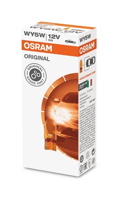 Bec semnalizator galben 12 V, WY5W, W2,1×9,5d, original, OSRAM 2827, se vinde la set de 10 bucati/pret pe bucata – imagine produs