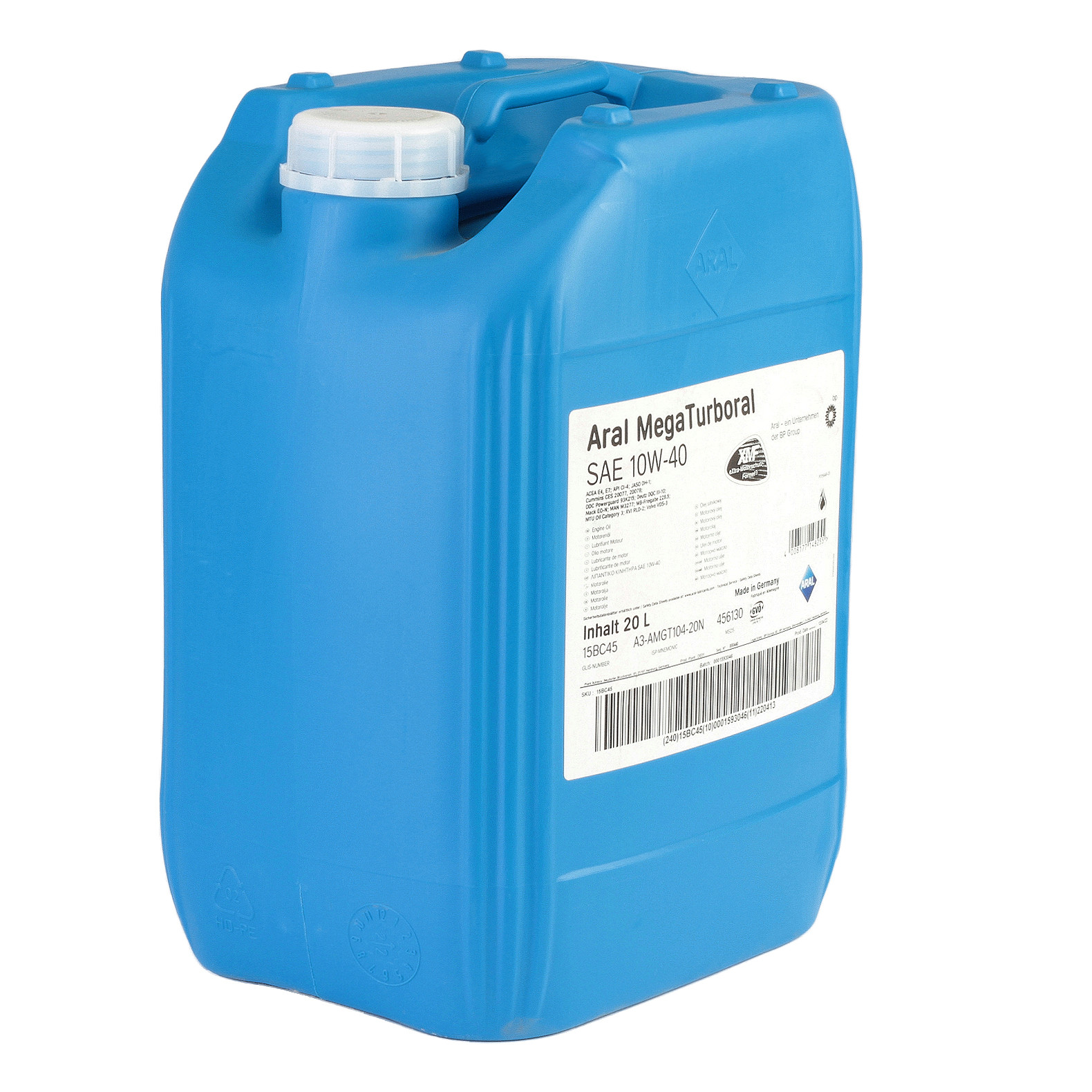 Ulei motor ARAL MegaTurboral 10W40 1554EF, volum 20 litri Ulei motor ARAL MegaTurboral 10W40 1554EF, volum 20 litri – imagine produs