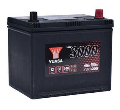 Baterie auto YUASA YBX 3000 ASIA YBX3205, 12 V, 60 Ah, 540 A, 230x174x205 mm, borna dreapta plus – AutoRival | AutoRival