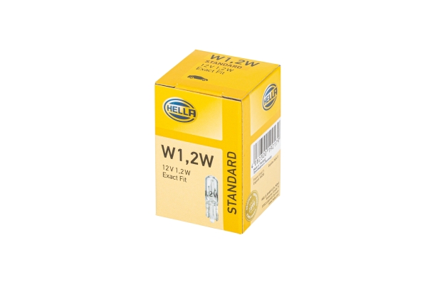 Bec auto pentru lumini bord HELLA STANDARD 8GP 002 095-121, tensiune 12V, putere 1.2W, conector W2x4.6D, comanda minima 10 bucati Bec auto pentru lumini bord HELLA STANDARD 8GP 002 095-121, tensiune 12V, putere 1.2W, conector W2x4.6D, comanda minima 10 bucati – imagine produs
