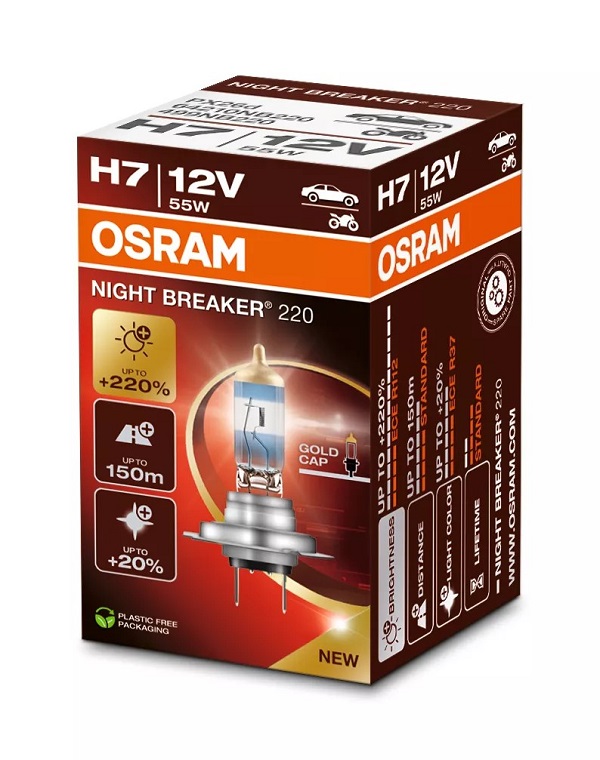 Bec halogen auto OSRAM NightBreaker 220 64210NB220, H7, 12V, 55W, PX26d, cutie Bec halogen auto OSRAM NightBreaker 220 64210NB220, H7, 12V, 55W, PX26d, cutie – imagine produs