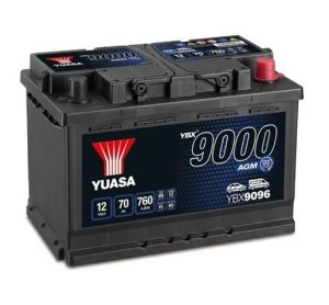 Baterie auto YUASA 9000 AGM YBX9096, tensiune 12V, amperaj 70 Ah, curent pornire 760 A, 278 x 175 x 190 mm, borna dreapta + – AutoRival | AutoRival