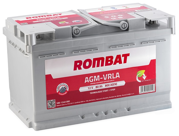 Baterie auto ROMBAT AGM VRLA Start-Stop 5801240080, 80 Ah, 800 A, 12 V, 315 x 175 x 190 mm - imagine 2