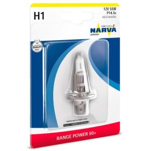 Bec auto halogen NARVA Range Power +50 48334N, H1, 12V, 55W, blister Bec auto halogen NARVA Range Power +50 48334N, H1, 12V, 55W, blister – imagine produs