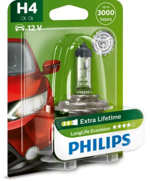 Bec far H4 60/55W 12 V, Longer Life Ecovision PHILIPS 12342LLECOB1 – imagine produs