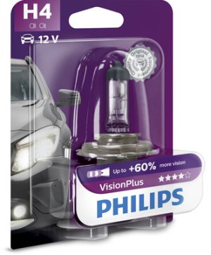 Bec far H4 P43T 60/55W 12 V, Vision Plus PHILIPS 12342VPB1 – imagine produs