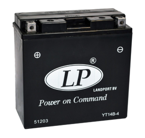 Baterie motocicleta LANDPORT AGM LP YT14B-BS, tensiune 12 V, amperaj 12 Ah, cu pachet acid – imagine produs