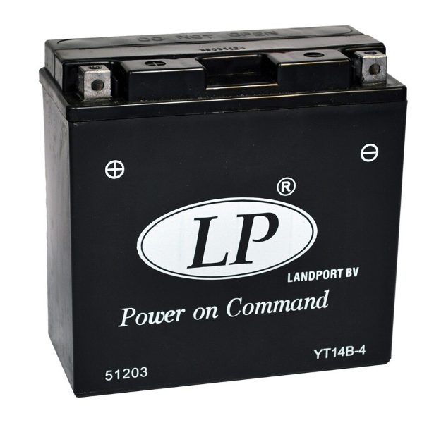 Baterie motocicleta LANDPORT AGM LP YT14B-BS, tensiune 12 V, amperaj 12 Ah, cu pachet acid Baterie motocicleta LANDPORT AGM LP YT14B-BS, tensiune 12 V, amperaj 12 Ah, cu pachet acid – imagine produs