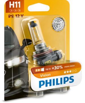 Bec far H11 12 V, 55W Vision, blister, PHILIPS 12362PRB1 – imagine produs