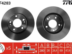 Disc frana KIA VENGA (YN) 1.4 CRDi 90 diesel 90 cai TRW DF4283