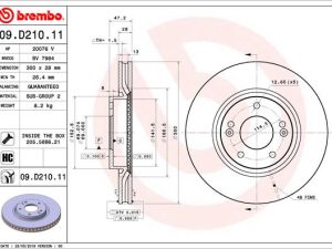 Disc frana KIA CEED Sportswagon (JD) 1.0 T-GDI benzina 100 cai BREMBO 09.D210.11