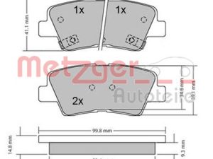 Placute frana KIA OPTIMA (FSGDS6B) 2.0 CVVT Hybrid benzina/elector 190 cai METZGER 1170134
