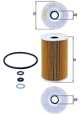 Filtru ulei KIA STONIC Hatchback Van (YB) 1.6 CRDi diesel 116 cai MAHLE ORIGINAL OX 351D