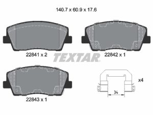 Placute frana KIA STINGER (CK) 2.0 T-GDI benzina 197 cai TEXTAR 2284101