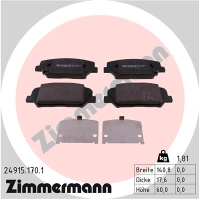 Placute frana KIA CEED (JD) 1.4 CVVT benzina 90 cai ZIMMERMANN 24915.170.1