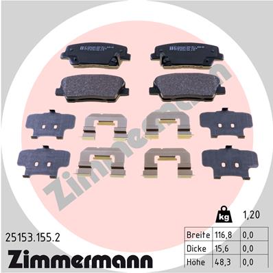 Placute frana KIA STINGER (CK) 2.0 T-GDi benzina 256 cai ZIMMERMANN 25153.155.2