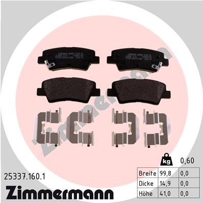 Placute frana KIA OPTIMA (JF) 1.6 CRDi diesel 136 cai ZIMMERMANN 25337.160.1