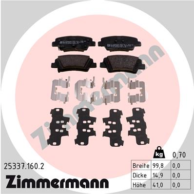 Placute frana KIA CEED (JD) 1.6 GDI benzina 135 cai ZIMMERMANN 25337.160.2
