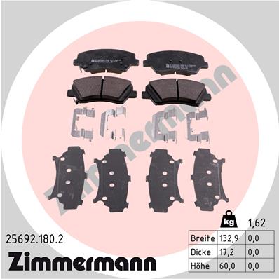 Placute frana KIA CEED (JD) 1.0 T-GDI benzina 120 cai ZIMMERMANN 25692.180.2