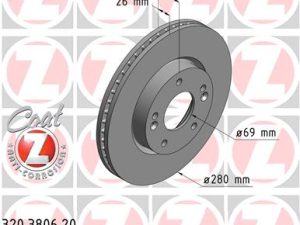 Disc frana KIA VENGA (YN) 1.4 CRDi 90 diesel 90 cai ZIMMERMANN 320.3806.20