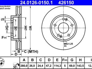 Disc frana KIA PRO CEED (ED) 2.0 benzina 143 cai ATE 24.0126-0150.1