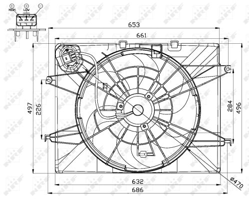 Ventilator radiator KIA OPTIMA (FSGDS6B) 2.0 benzina 170 cai NRF 47564