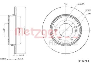 Disc frana KIA PRO CEED (JD) 1.6 GDI benzina 135 cai METZGER 6110751