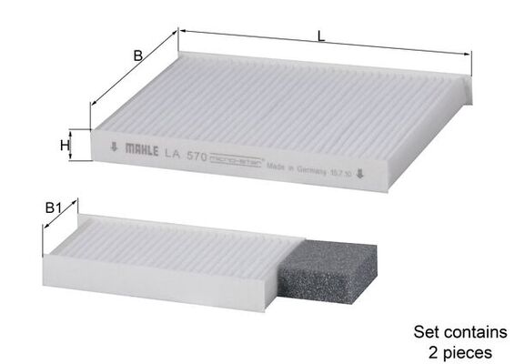 Filtru polen KIA CEED (JD) 1.4 CVVT benzina 90 cai MAHLE ORIGINAL LA 570/S