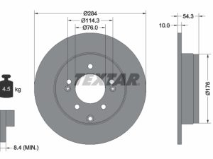 Disc frana KIA OPTIMA Sportswagon (JF) 1.6 T-GDI benzina 179 cai TEXTAR 92166600