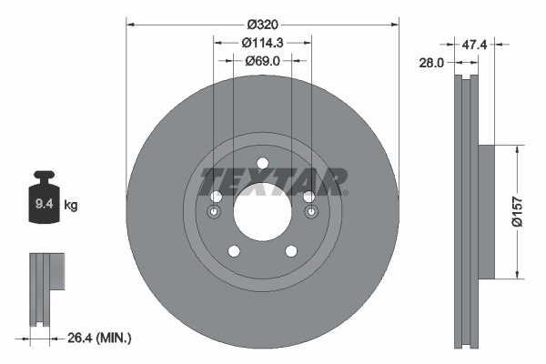 Disc frana KIA SELTOS (SP2, SP2I) 1.6 T-GDi 4WD (SP2) benzina 177 cai TEXTAR 92237805