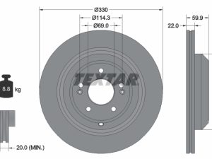 Disc frana KIA STINGER (CK) 2.0 T-GDI benzina 245 cai TEXTAR 92314905
